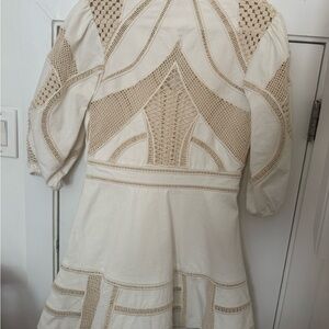 Women’s Cream Crochet Trim Short Dress